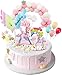 MOVINPE Unicorn Cake Topper, 2 Magic Unicorns Sculpture, 1 Pink Hairball Arch, 1 Rainbow, 1Wings Happy Birthday Banner, 2 Cloud, 4 Balloon, 10 Stars, 3 Little Unicorn Rainbows, Cake Decoration For Girl Kid Women Birthday Party