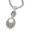 925 Silver & Amethyst Sunburst Pendant with Mabe Pearl & 18k Gold Accents