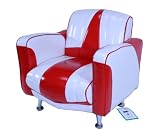 Mini Cadillac S PVC Chair (White and Red/Red Piping)