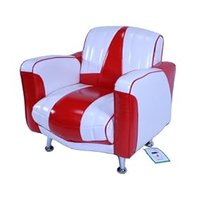 Mini Cadillac S PVC Chair (White and Red/Red Piping)