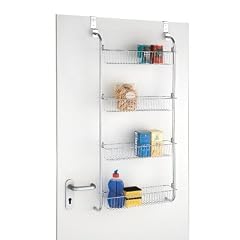 WENKO 4340033100 T�rregal - zum Einh�ngen mit 4 Ablagek�rben, Chrom, 49.5 x 109 x 14 cm