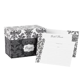 Hortense B. Hewitt Wedding Accessories Damask Recipe Box Bridal Shower Invitation Gift Set
