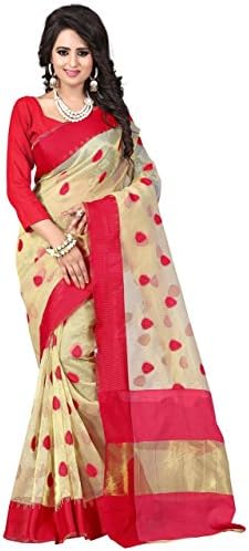 FAB ROYAL Women's Self Design Tissue Silk Saree Free Size Red
