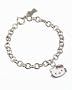 Hello Kitty Sterling Silver "Just Kitty" Pink Tourmaline Bracelet, 7"