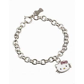 Hello Kitty Sterling Silver Just Kitty Pink Tourmaline Bracelet, 7 by Hello Kitty Simmons Jewelry Co.