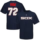 Majestic Chicago White Sox #72 Carlton Fisk Navy Blue Cooperstown Player T-shirt