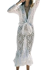 Sheer Lace Long Sleeves Cotton Checkered Print Mermaid Spring Summer Winter Maxi Dress 