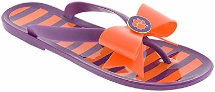 LillyBee University Officially Licensed Clemson University Tigers Women's Jelly Flip Flop,Purple/Orange, 10M