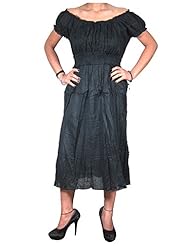 Sexy Cotton Empire   Waistline Cap Sleeves Vintage Peasant Dress/Maxi Dress 