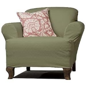 Armchair Slipcover T-Cushion- Diamonds on Canvas- Burnt Olive