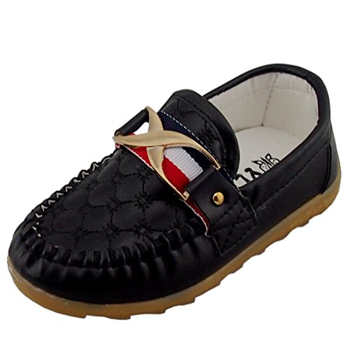 DADAWEN Boy's Girl's Classic Slip-on Loafers Oxford Flat Shoes Black US Size 9 M Toddler