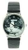Keith Kimberlin Ladies Black Strap Watch With Image Of A Kitten On The Dial