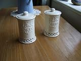 Ceramic Herb & Spice jars in pale cream