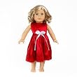 Red Satin Holiday Dress Doll Outfit Clothing -- Fits 18" American Girl Doll