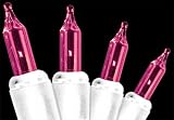 Lamps and Lightings item: Set of 50 Pink Everglow Mini Christmas Lights With White Wire
