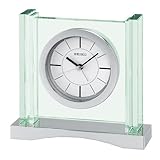 Seiko Bedside Alarm Clock Silver-Tone and Glass Case