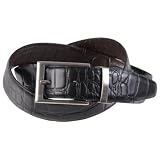 Joseph Abboud Mens Topstitched Croc Print Reversible Leather Belt