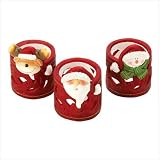 Ceramic Santa Claus Christmas Candle Holder Trio Set