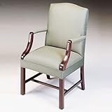 Value Traditional Martha Washington Chair Finish: Honey Cherry, Fabric: Prism - Kelly Green