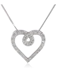 10k White Gold Heart Diamond Pendant Necklace (0.25 cttw, I-J Color, I2-I3 Clarity), 18"
