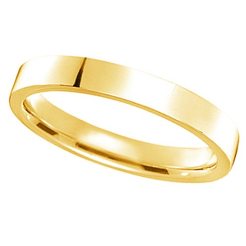 18k Yellow Gold Wedding Band Plain Ring Flat Comfort-Fit (3mm)