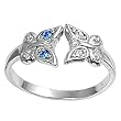 Sterling Silver Fashion Toe Ring -Butterflys with Blue Sapphire and Clear CZ - 2mm Band Width
