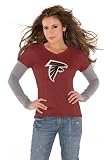 Atlanta Falcons Red Women's Primary Logo Tri Blend Long Sleeve Layered T-Shirt- by Alyssa Milano