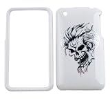 Apple iPhone 3G/3GS Chrome Print Design, Skull with Hair on White Hard Case,Cover,Faceplate,SnapOn,Protector
