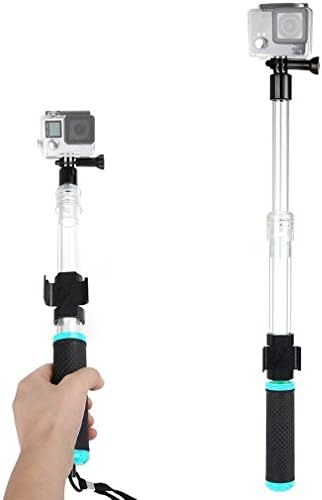 First2savvv Waterproof Transparent Telescopic Extension Pole Selfie Stick and Floating Hand Grip For GoPro Hero 4 Silver Black Hero 4 3+ 3 2 Session With Cradle for WiFi Remote - GO-GAN-A06