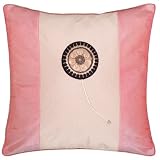Decorative Handmade Silky Peach & Pink Cushion Cover / Pillow Sham - Golden Sunflower Design