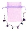 Bracelet - B272 - Lampwork, Fire Polished Glass and Swarovski (tm) Crystal Beads - Adjustable to Fit + Matching Organza Bag ~ B x W and Purple