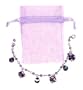 Bracelet - B272 - Lampwork, Fire Polished Glass and Swarovski (tm) Crystal Beads - Adjustable to Fit + Matching Organza Bag ~ B x W and Purple