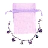 Bracelet - B272 - Lampwork, Fire Polished Glass and Swarovski (tm) Crystal Beads - Adjustable to Fit + Matching Organza Bag ~ B x W and Purple
