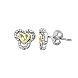 Best Price Sterling Silver and 14k Gold Diamond Love Knot Heart Earrings