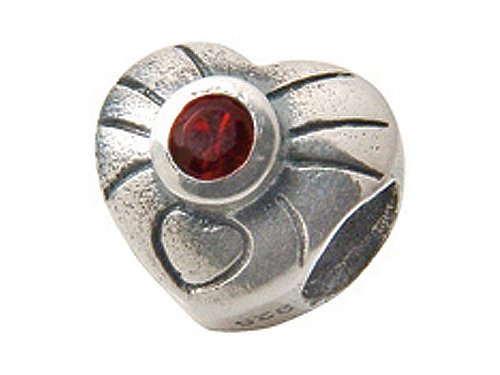 Zable(tm) Sterling Silver January Birthstone Heart Bead / Charm