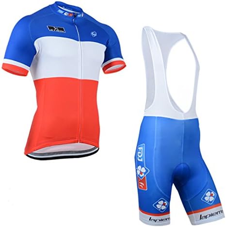 2014 Outdoor Sports Pro Team Men's Short Sleeve FDJ Cycling Jersey and Bib Shorts Set