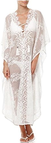 Hankenai(TM) Women's Casual Lace Long Bikini Cover Up Beach dress One Size White