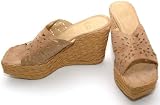 Stuart Weitzman Template Cashew Suede Macrame Platform Mule Sandals