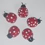 Wooden Red/ White Ladybug Wall Hangings - Set of 5