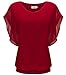 POSESHE Women's Loose Casual Short Sleeve Chiffon Top T-shirt Blouse