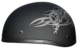 Black Rose Beanie Skull Cap DOT Motorcycle Half Helmet