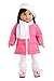 Parisian Adventure - 5 piece outfit - pink coat, white beret, scarf, leggings and pink boots - 18 inch Doll Clothes (doll not included)