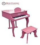 New Pink Childs Wood Toy Grand Piano With Bench Kids Piano 30 Key