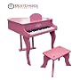 New Pink Childs Wood Toy Grand Piano With Bench Kids Piano 30 Key