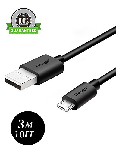 Micro USB Cable,10FT/3M Extra Long Type A Male To Micro-B Male  Charging Data cord  For Samsung Galaxy S4 S5 S6 Edge Note 4 5 LG G3 G4 Android Canon Nikon camera MP3 player