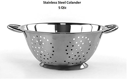 5 Qt High Quality Deep Stainless Steel Colander - Durable Strainer