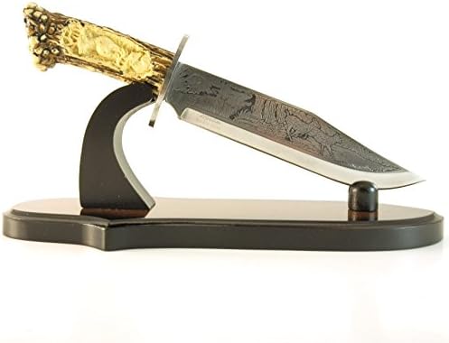 Hunting Knife with Desktop Stand - 420 Stainless Steel