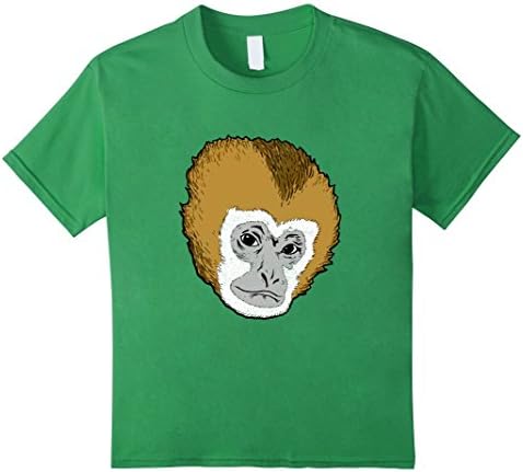 Kids Gibbon Monkey Face T-Shirt | Cute Monkeys Gibbons Wildlife 8 Grass
