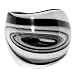 Handmade Black White Marbled Glass Ring