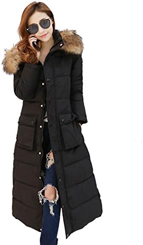 Sexyggs Women's Trench Down Coat Jacket Windbreaker Faux Fur Hood Full Length